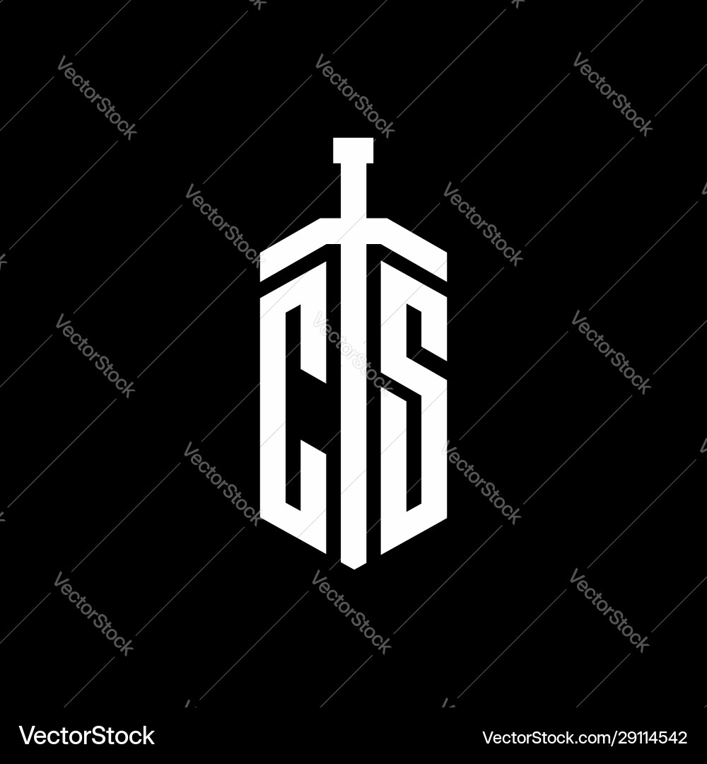 Cs logo monogram with sword element ribbon design vector image
