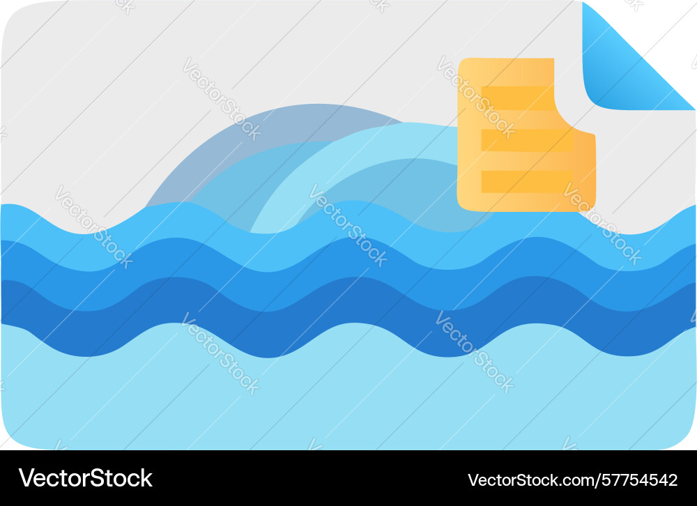 Document with flowing data waves representing vector image