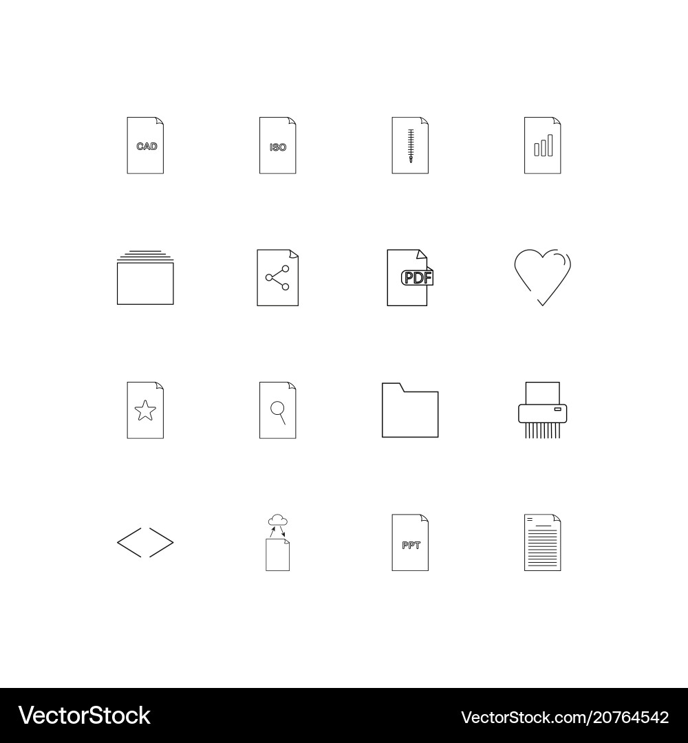 Files and folders sign linear thin icons set Vector Image