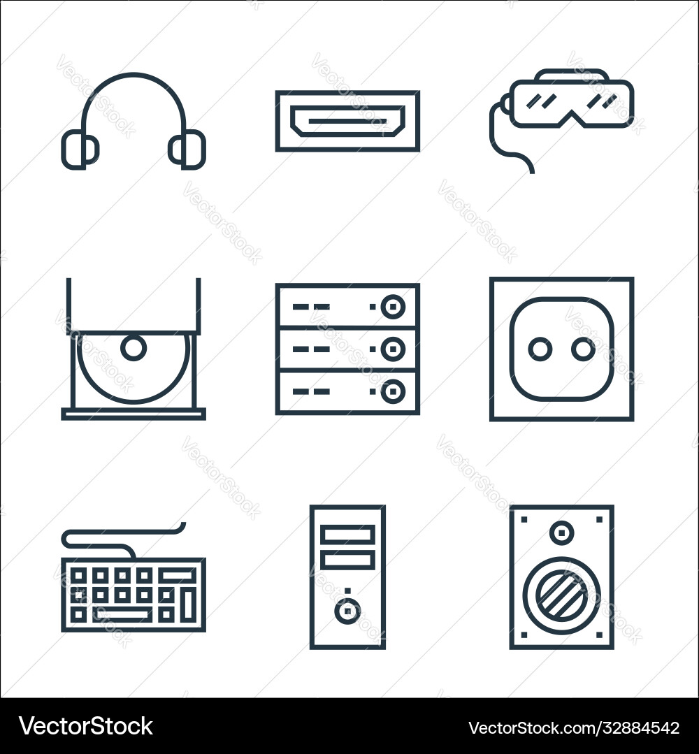 Hardware line icons linear set quality Hardware line icons linear set quality vector image