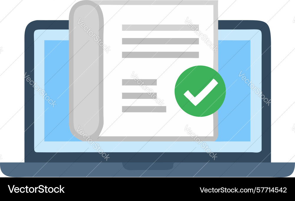 Laptop with scrollable document icon long-form vector image