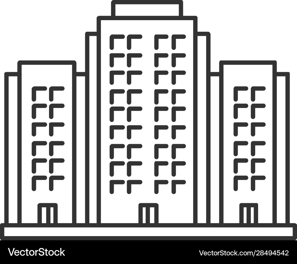 Multi-storey building linear icon Multi-storey building linear icon vector image