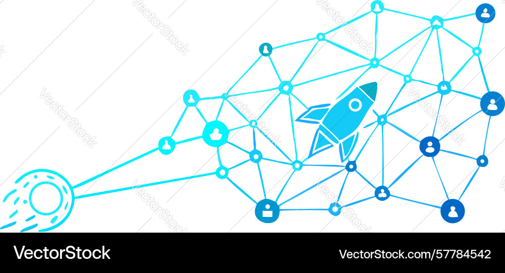 Rocket and data flow network design generative ai Vector Image