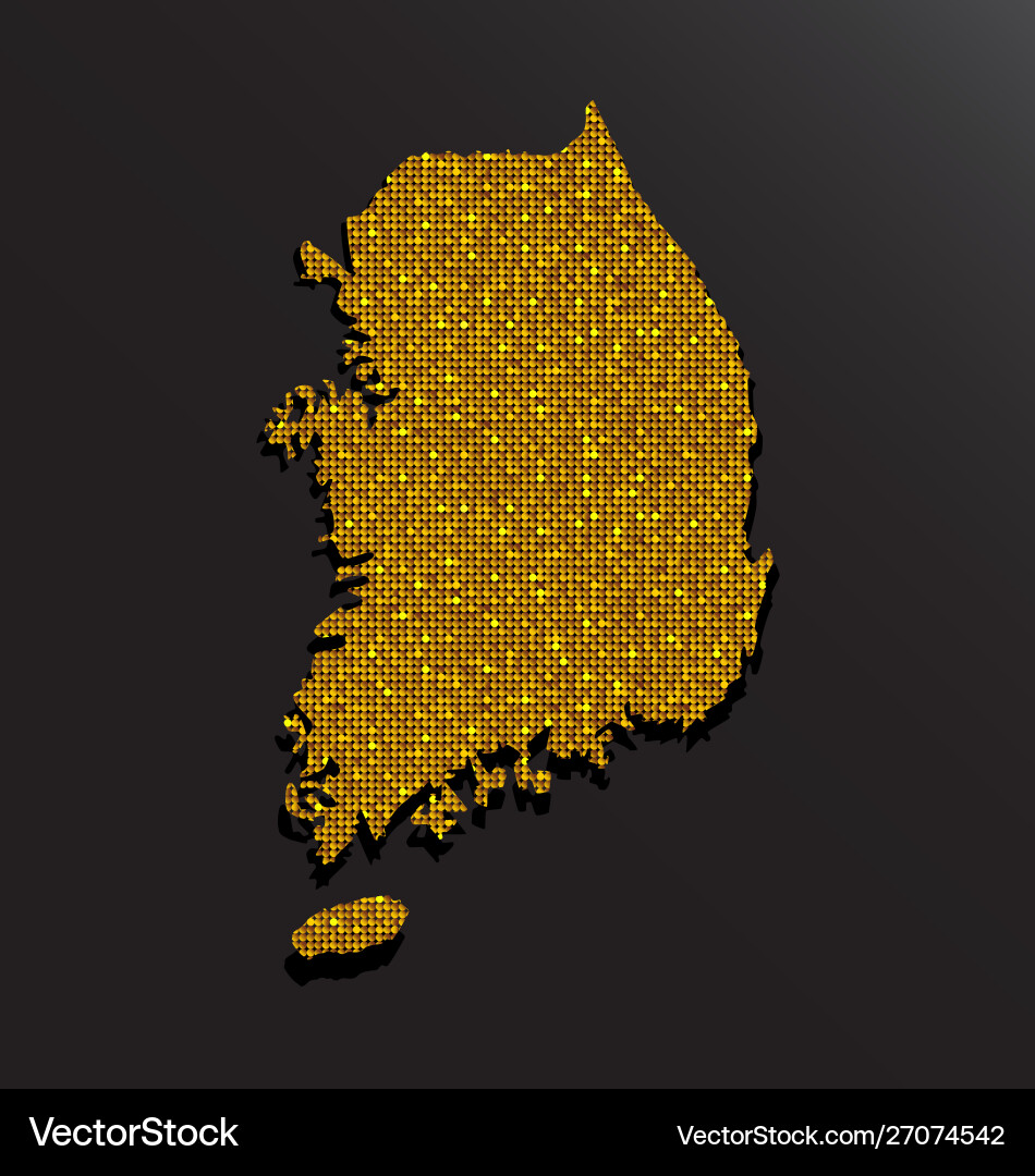 Südkorea Landkarte mit Gold Pailletten Südkorea Landkarte mit Gold Pailletten vektorbild