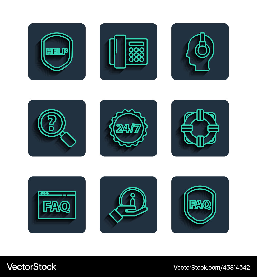 Set line browser faq information shield Set line browser faq information shield vector image