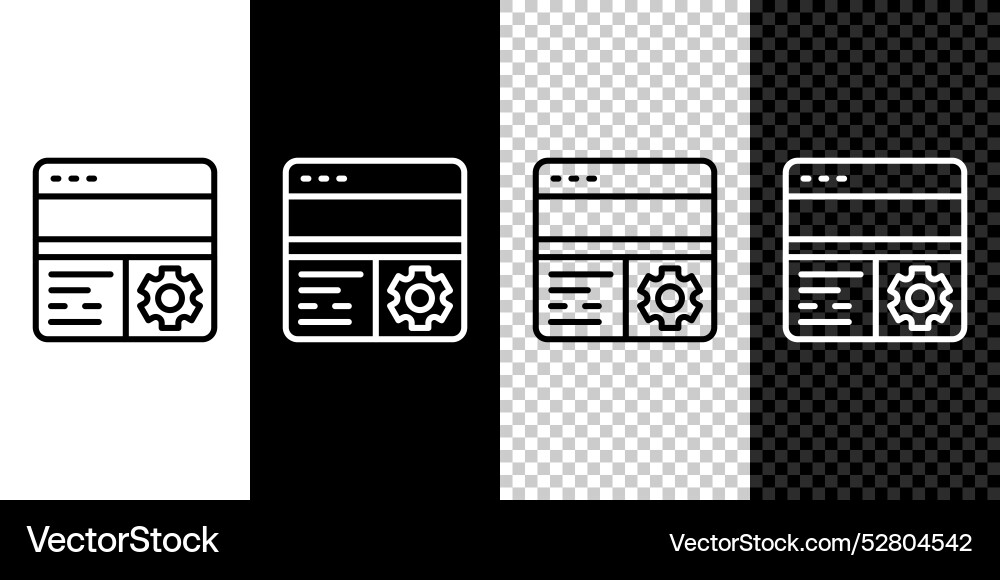 Set line debugging icon isolated on black Set line debugging icon isolated on black vector image