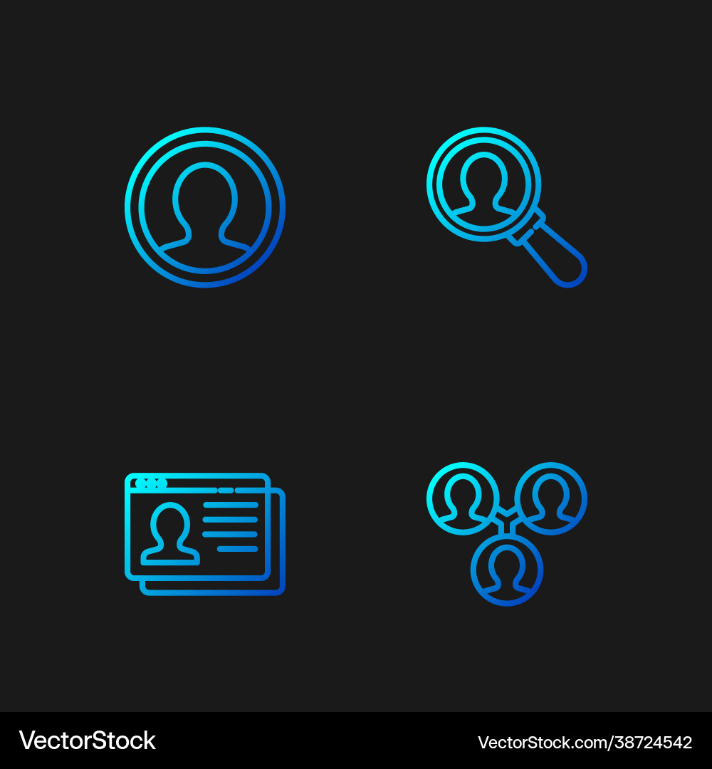 Set line project team base resume create account Vector Image