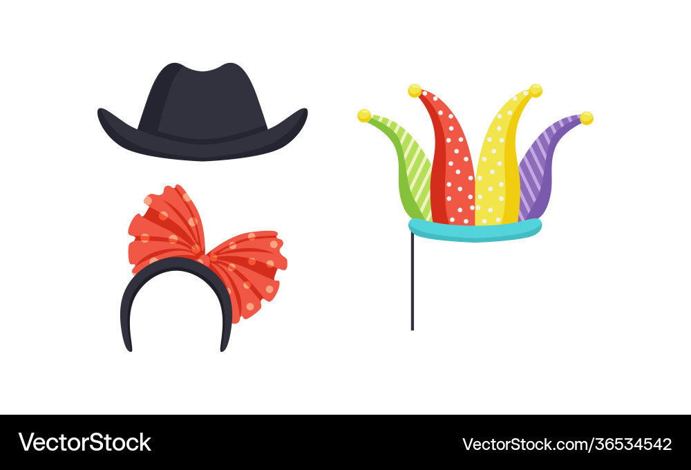 Set masquerade party costume accessories Set masquerade party costume accessories vector image