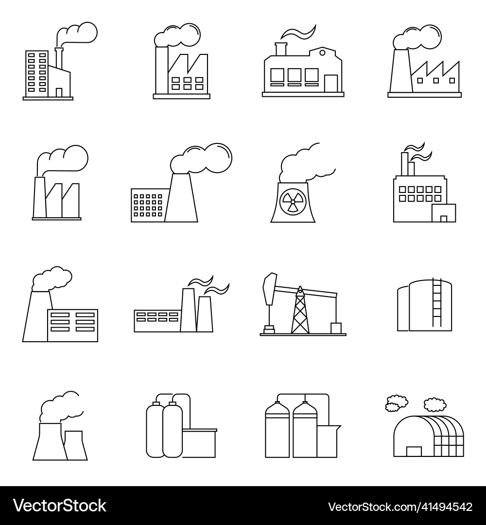 Simple set of factories related line icons Simple set of factories related line icons vector image