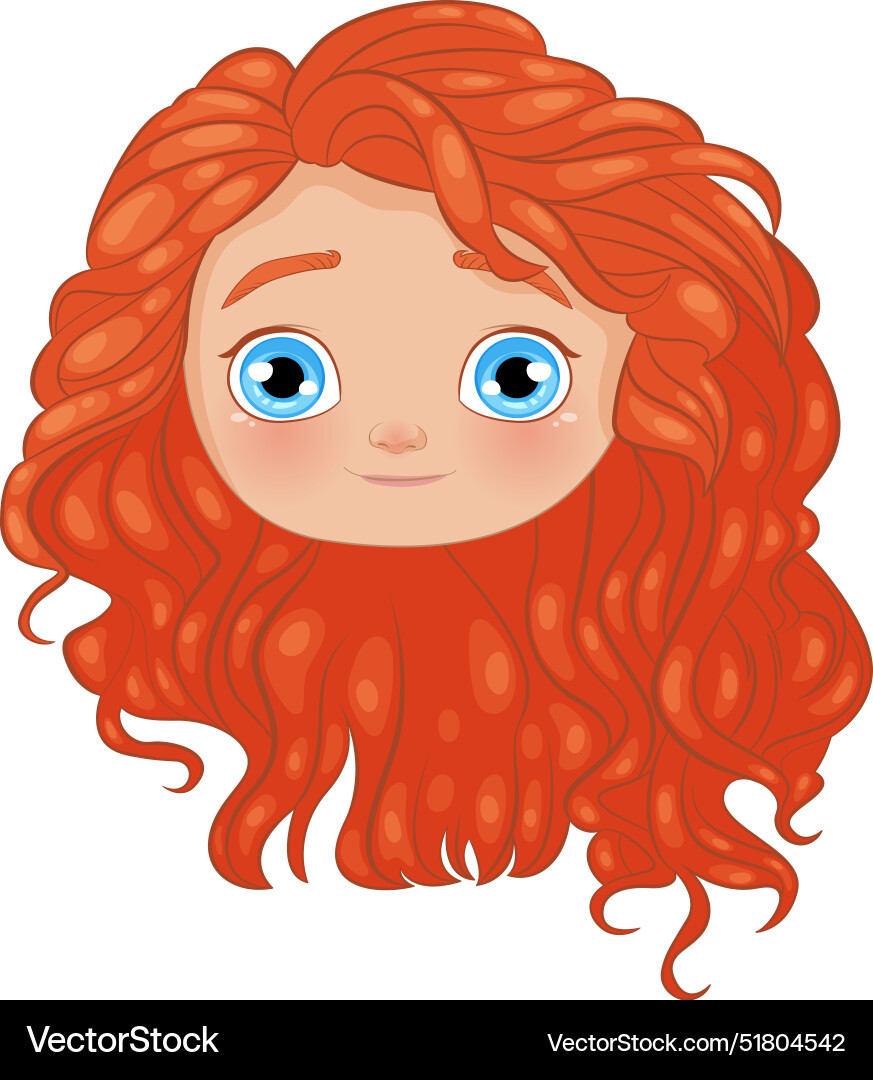Smiling cartoon character with curly red hair Vector Image
