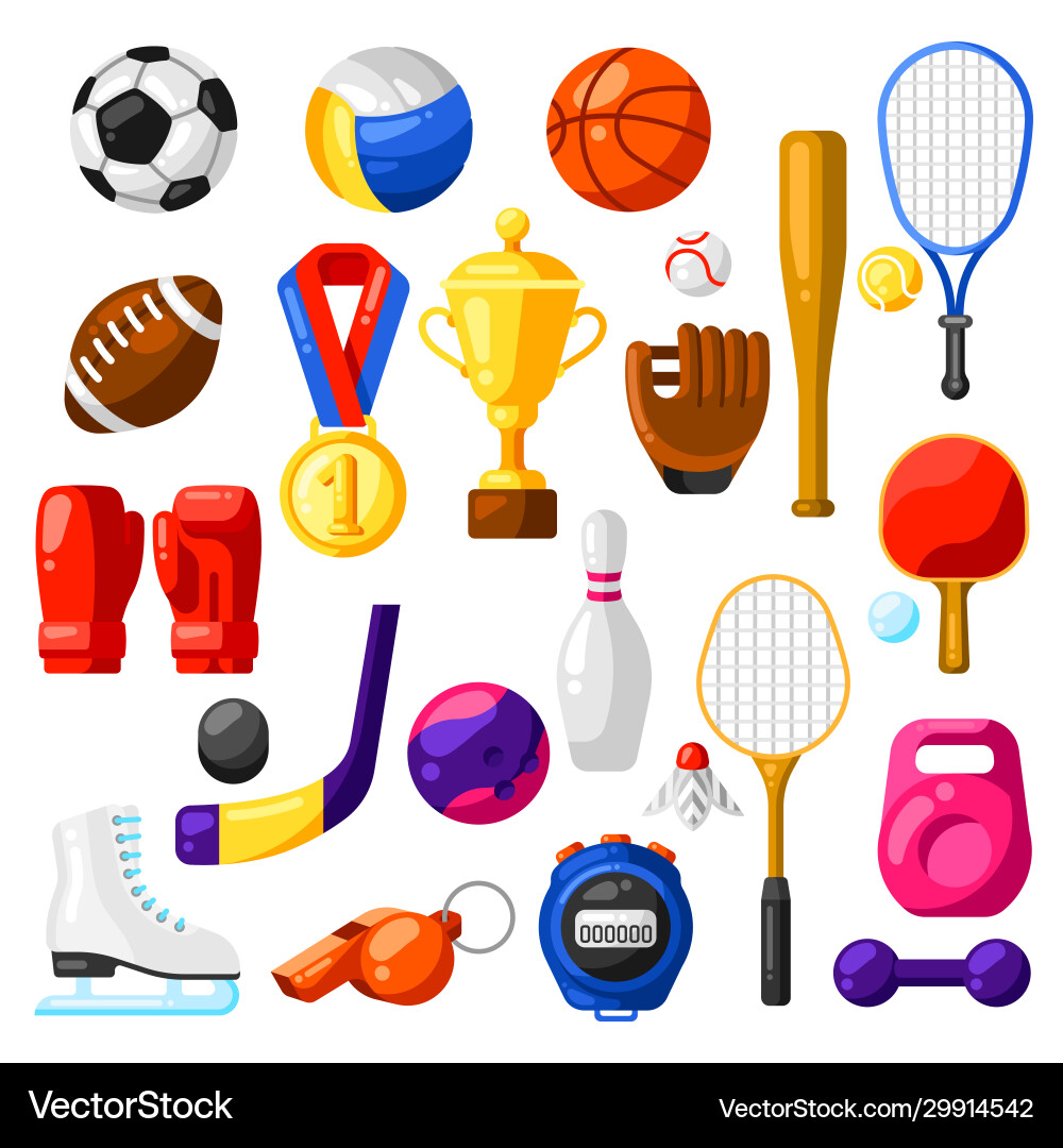 Sports Equipment Icons Set Vector Image