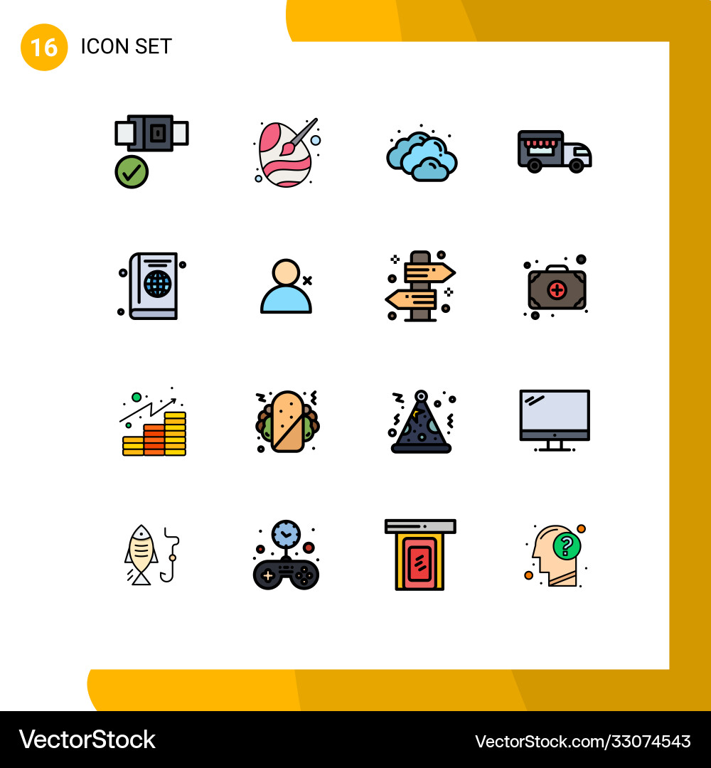 16 user interface flat color filled line pack Vector Image