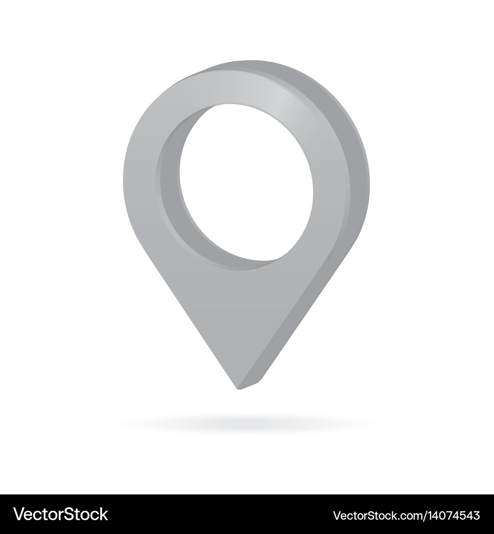 3D Silver Map Pointer Icon - GPS Marker vector image