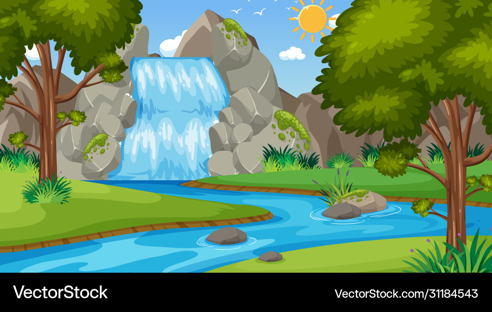 Background scene with many trees in park Background scene with many trees in park vector image