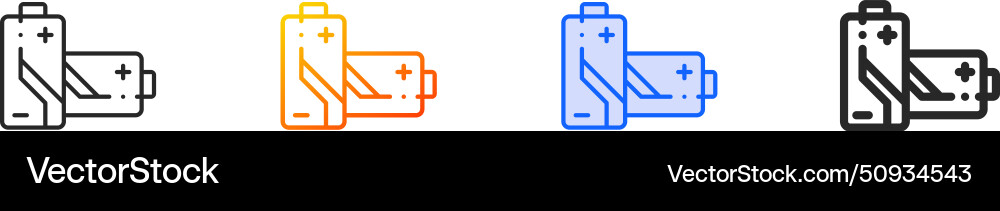 Batteries iconthin linear gradient blue stroke Vector Image