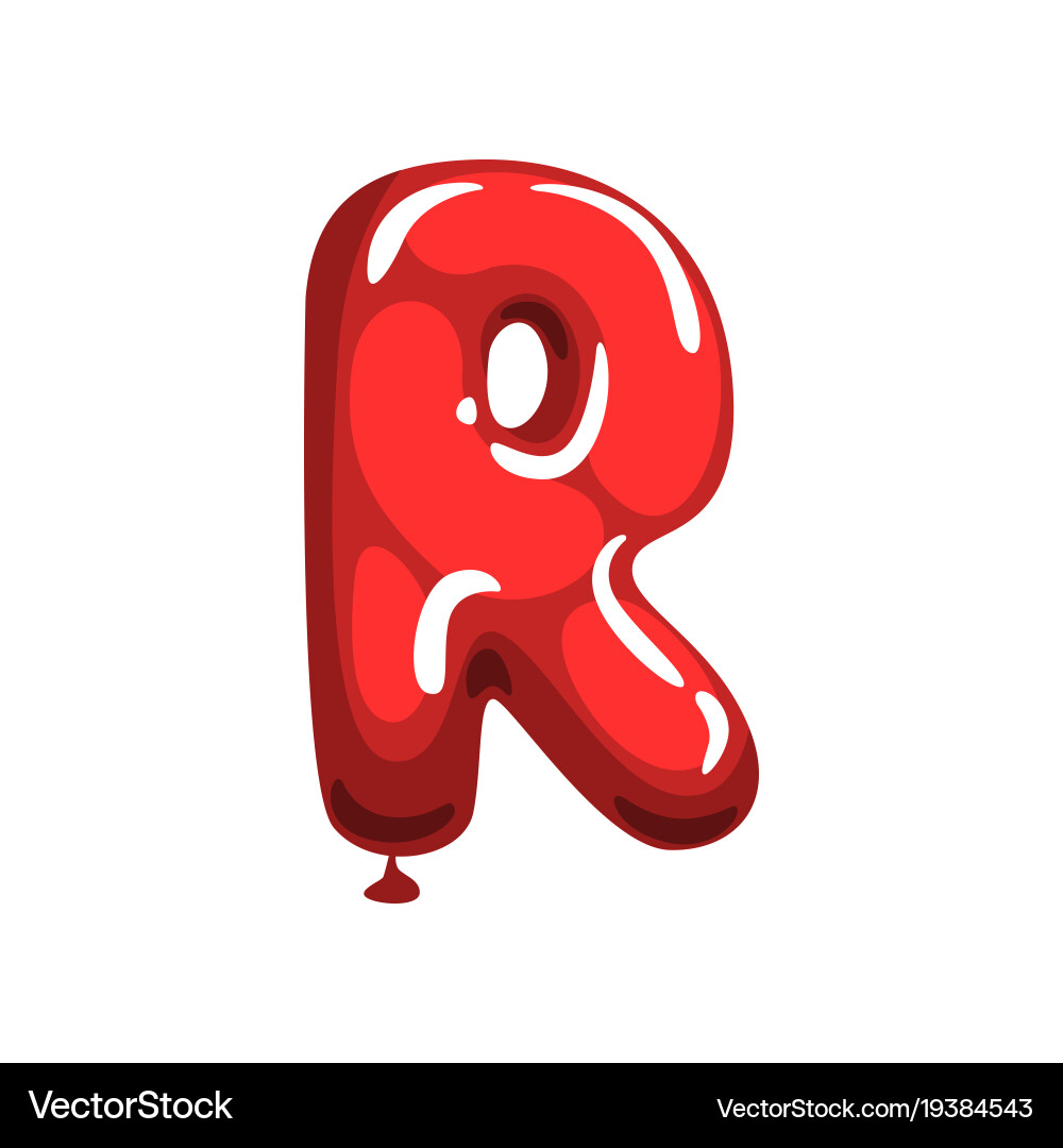 Cartoon letter r made of red air balloon original Vector Image