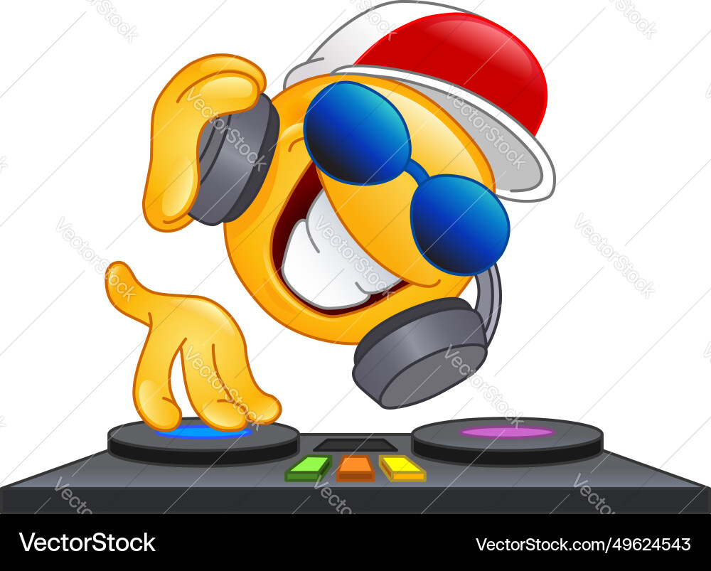 DJ Emoji - Happy Turntable Royalty Free Vector Image