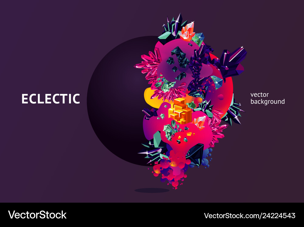 Eclectic futuristic background with 3d object Eclectic futuristic background with 3d object vector image