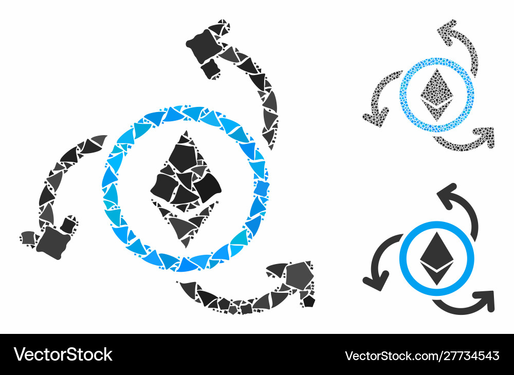 Ethereum source swirl composition icon uneven Ethereum source swirl composition icon uneven vector image