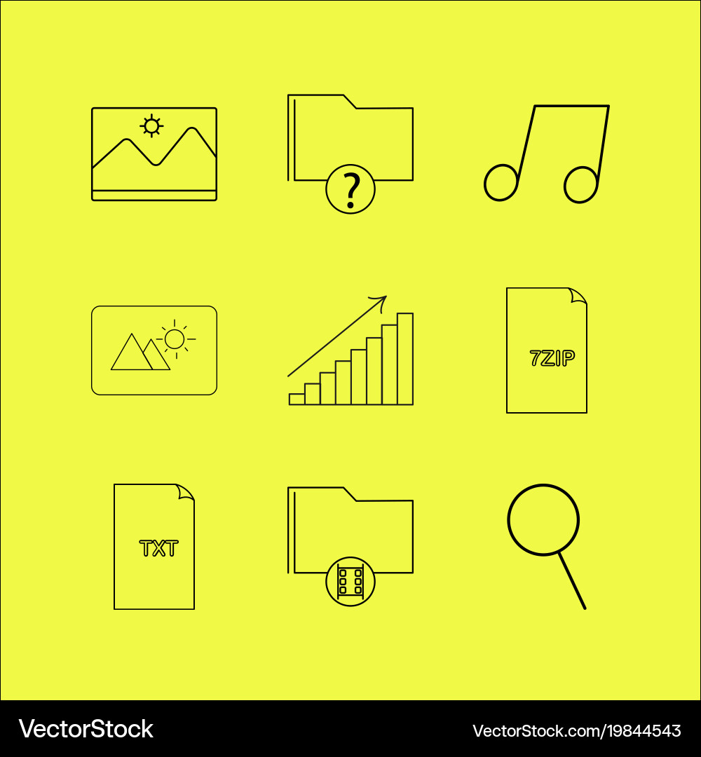 Files and folders linear icon set simple outline vector image