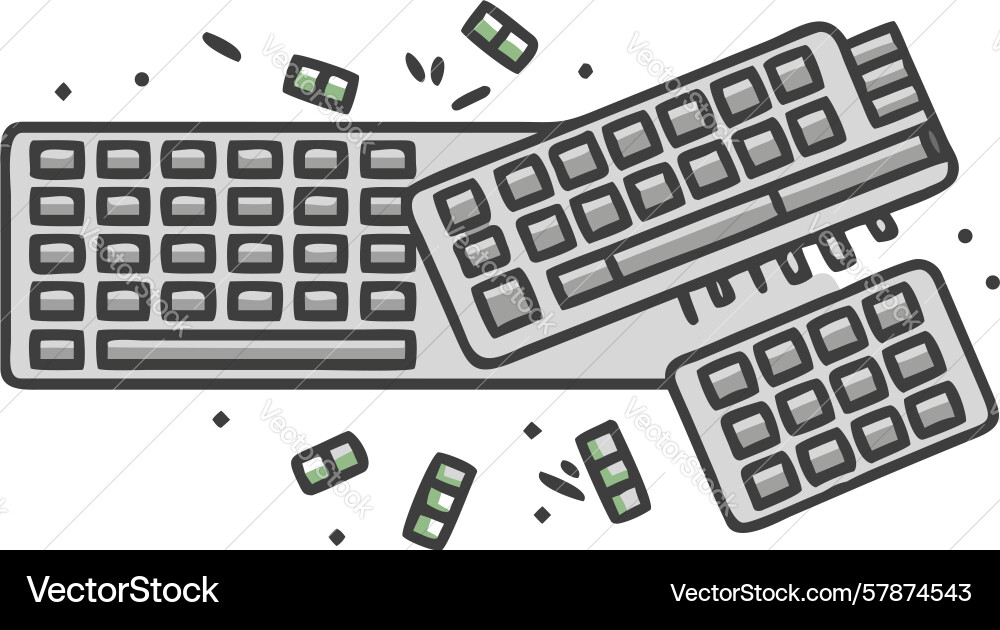 Fragmented keyboard calculator digital disarray vector image