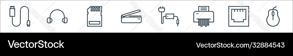Hardware line icons linear set quality Vector Image