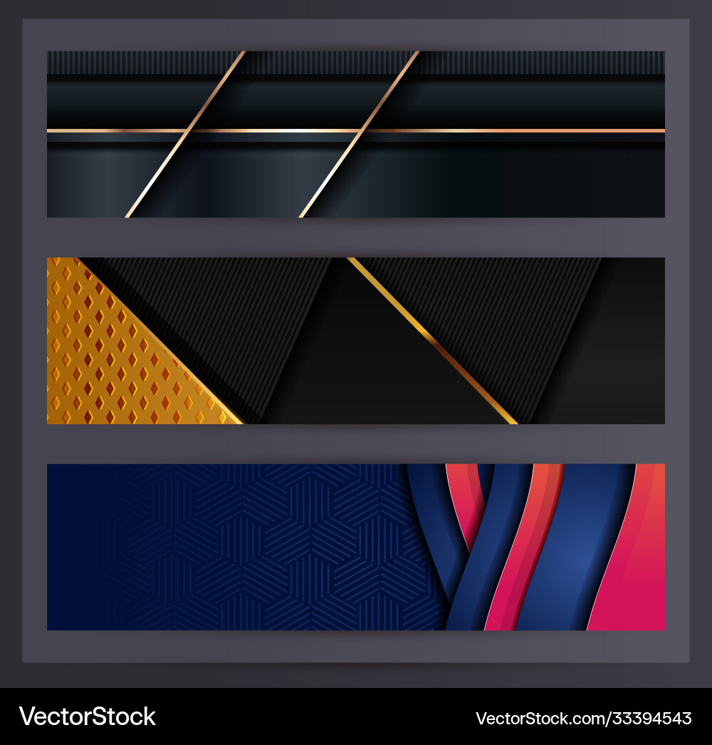 Horizontal banner set collection with various vector image