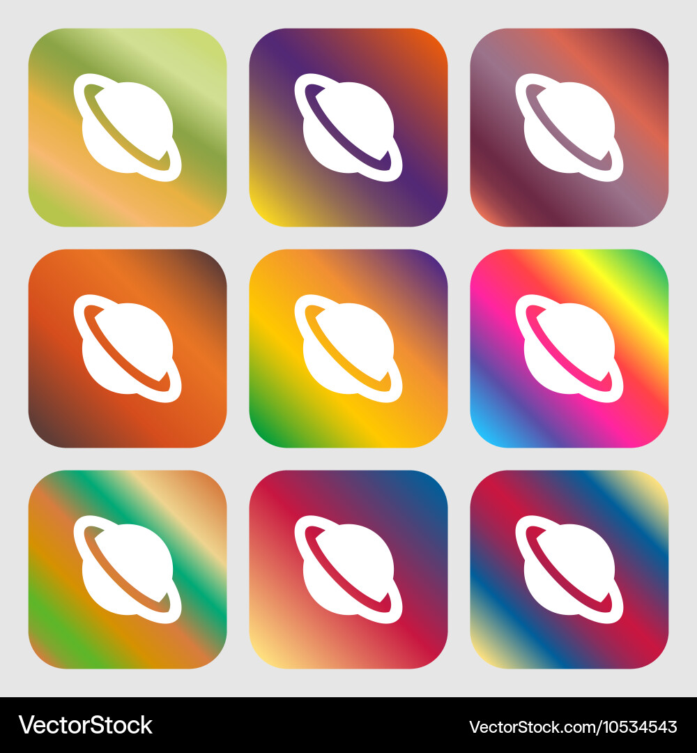 Jupiter planet icon nine buttons with bright Vector Image
