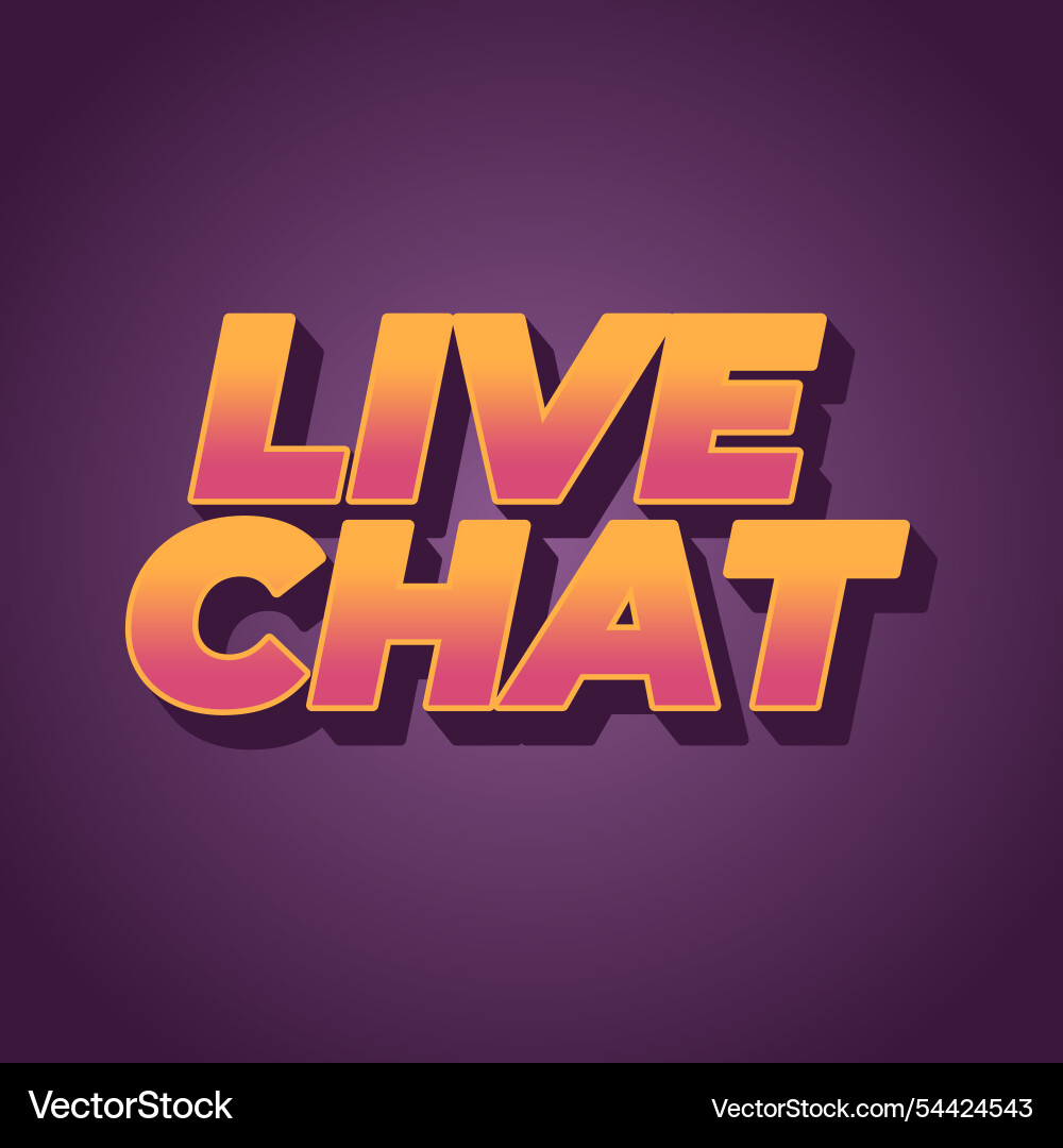 Live chat text effect in bold font and 3d style Live chat text effect in bold font and 3d style Vector Image