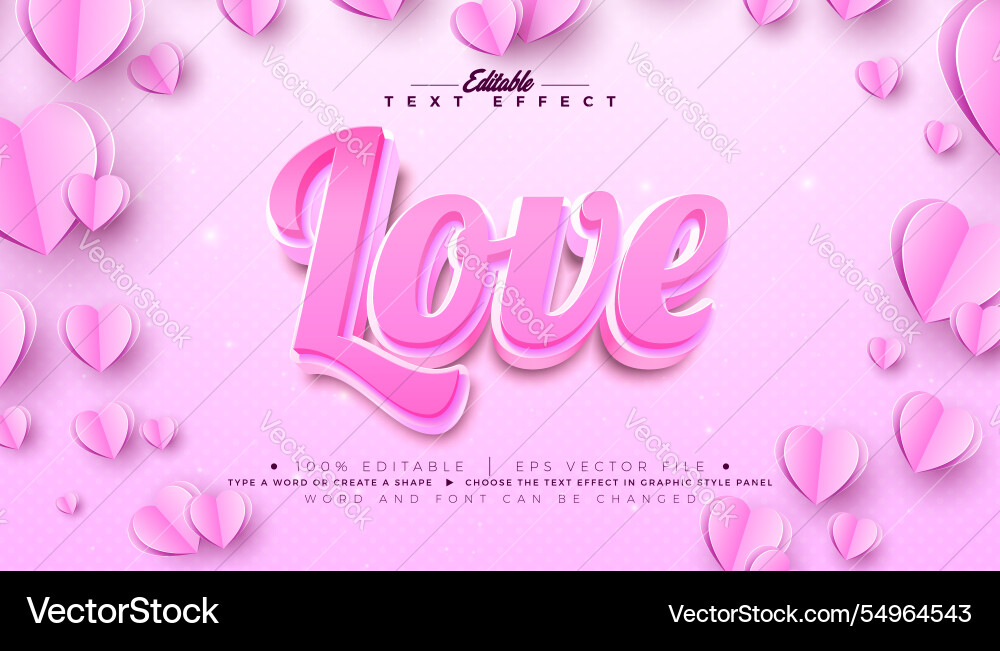 Love 3d text effect design editable and scalable Love 3d text effect design editable and scalable vector image
