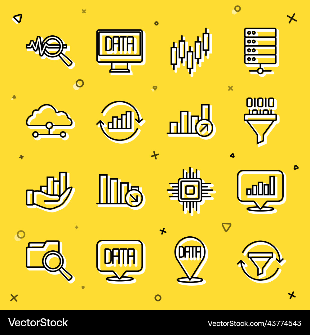 Set line sales funnel with chart pie infographic Set line sales funnel with chart pie infographic vector image