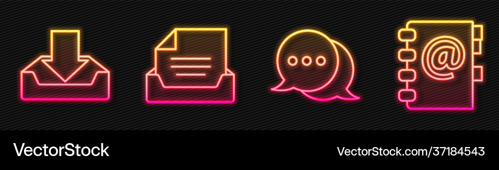 Set line speech bubble chat download inbox Set line speech bubble chat download inbox vector image