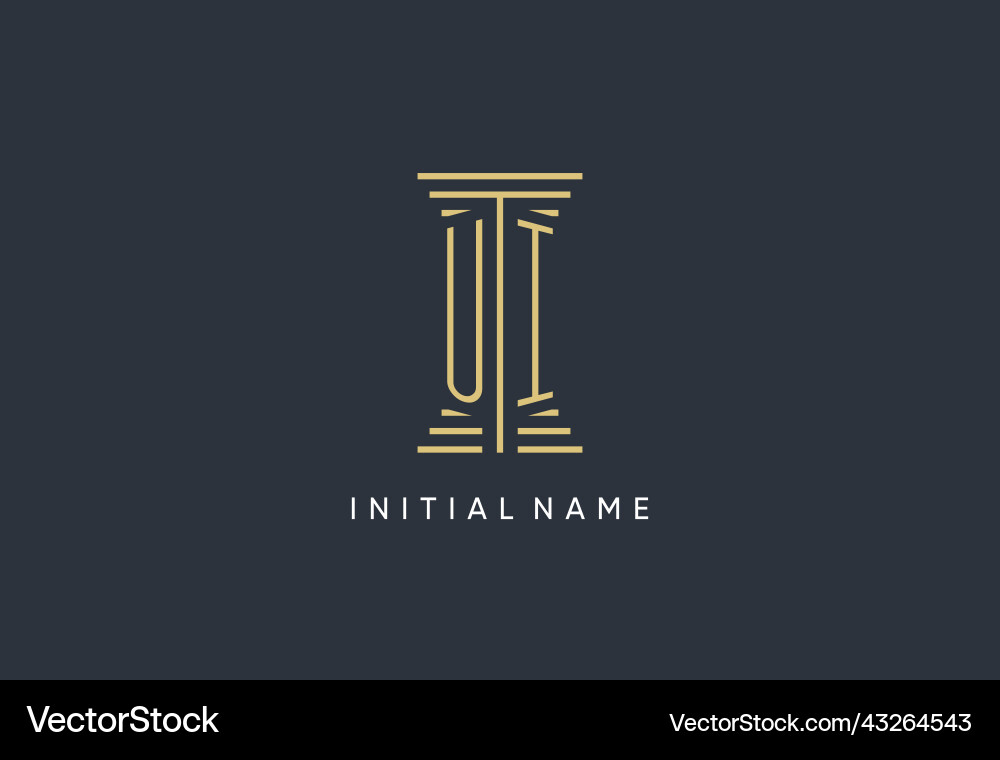 Ui initial monogram with pillar shape logo design Vector Image