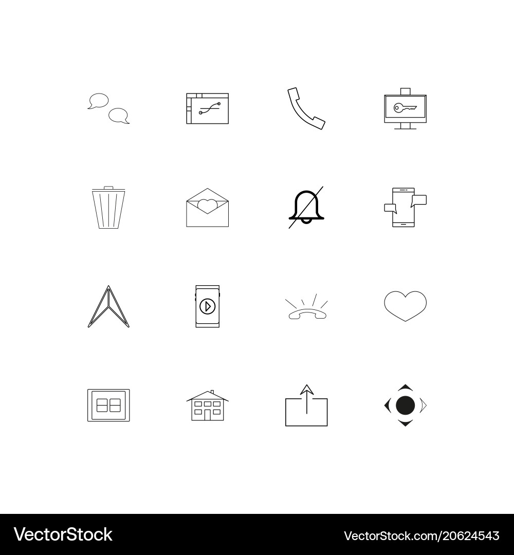 Web and text simple linear icons set outlined vector image