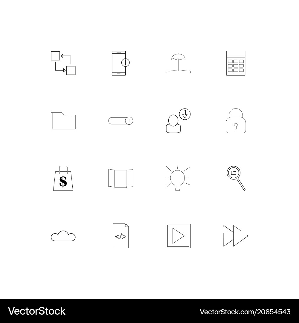 Web linear thin icons set outlined simple vector image