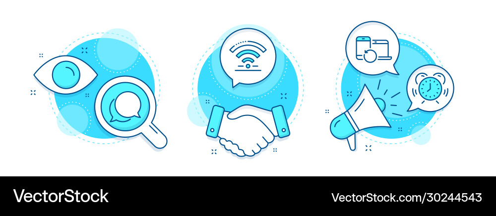 Wifi time management and chat message icons set Wifi time management and chat message icons set vector image