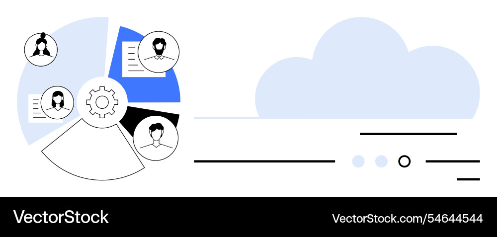 Cloud-based team collaboration with profile Cloud-based team collaboration with profile vector image