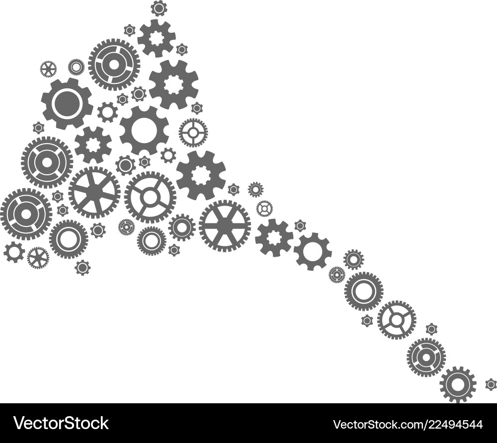 Collage map of eritrea with gears Collage map of eritrea with gears vector image