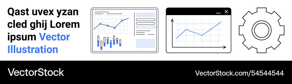 Data analytics dashboard with graphs and gear icon Data analytics dashboard with graphs and gear icon vector image