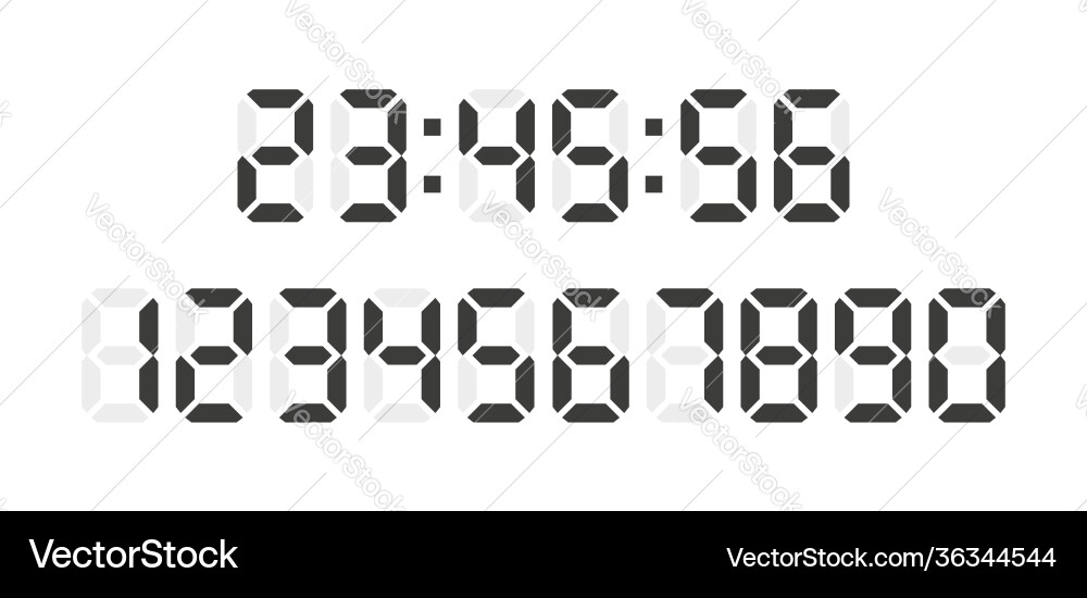 Digital clock numbers on white background set Digital clock numbers on white background set vector image