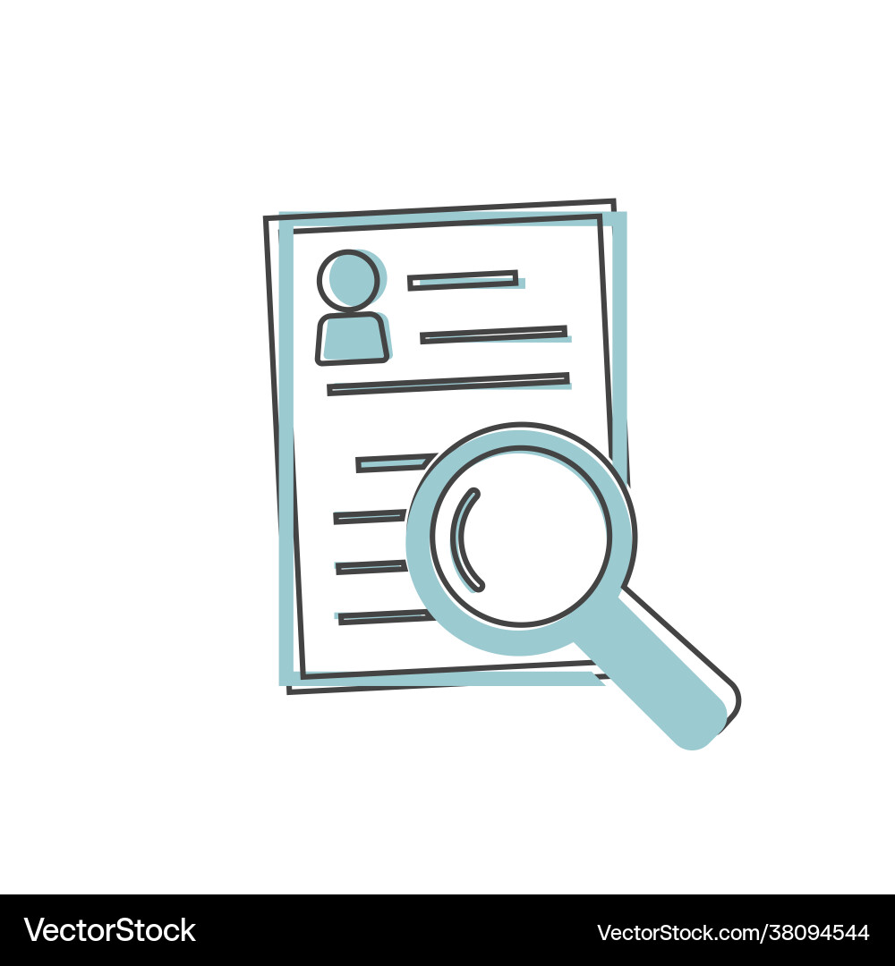 Document icon and magnifier verification vector image