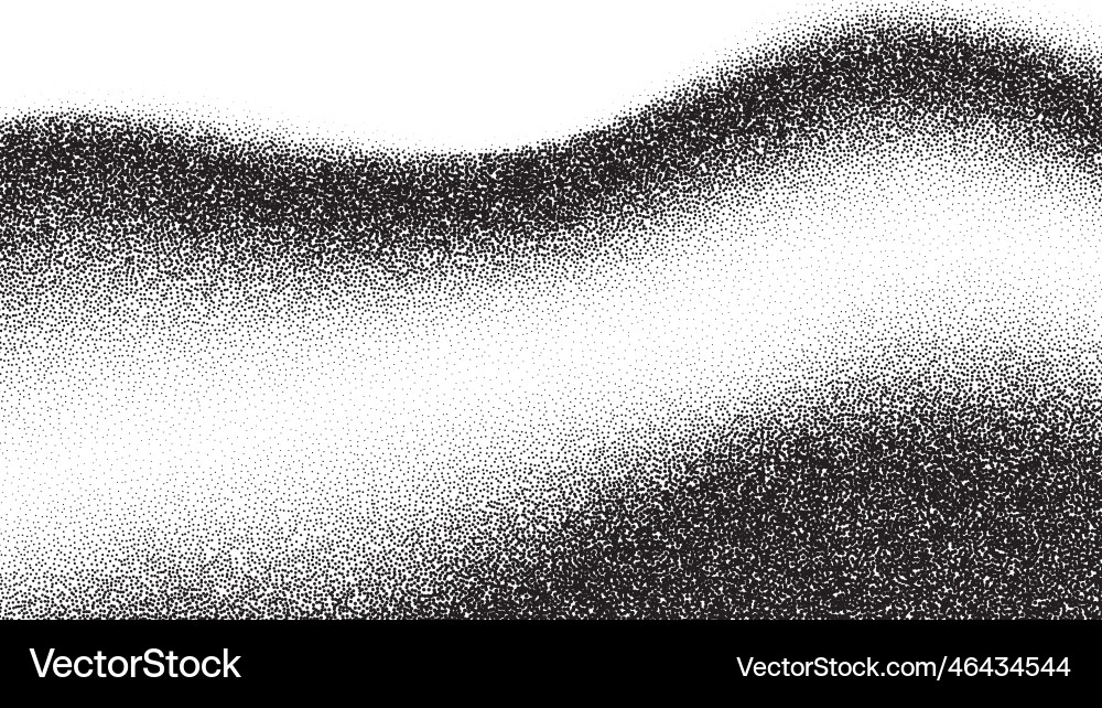 Dotwork wave pattern background black noise Dotwork wave pattern background black noise vector image
