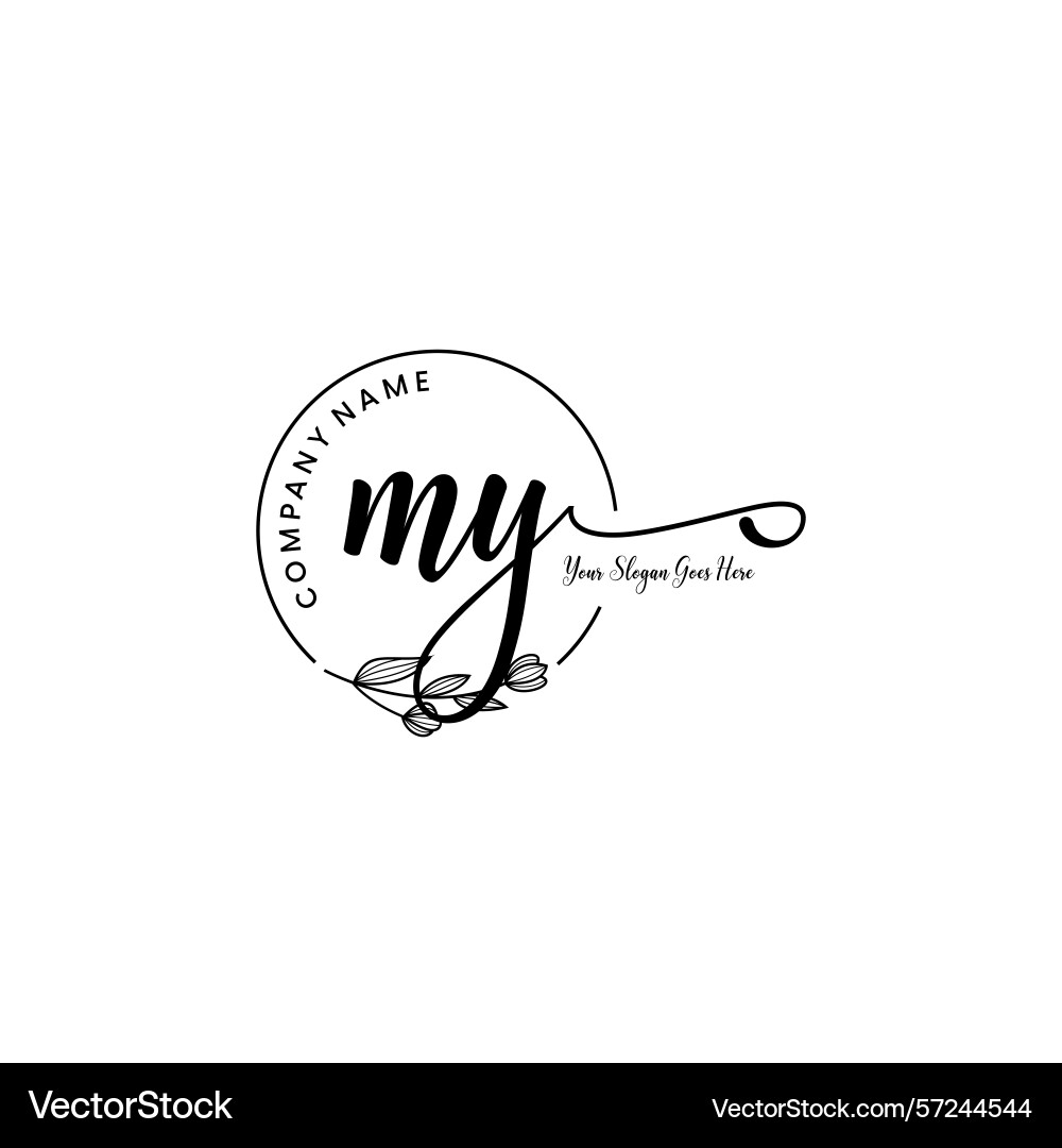 Elegant my initial logo design with botanical Vector Image
