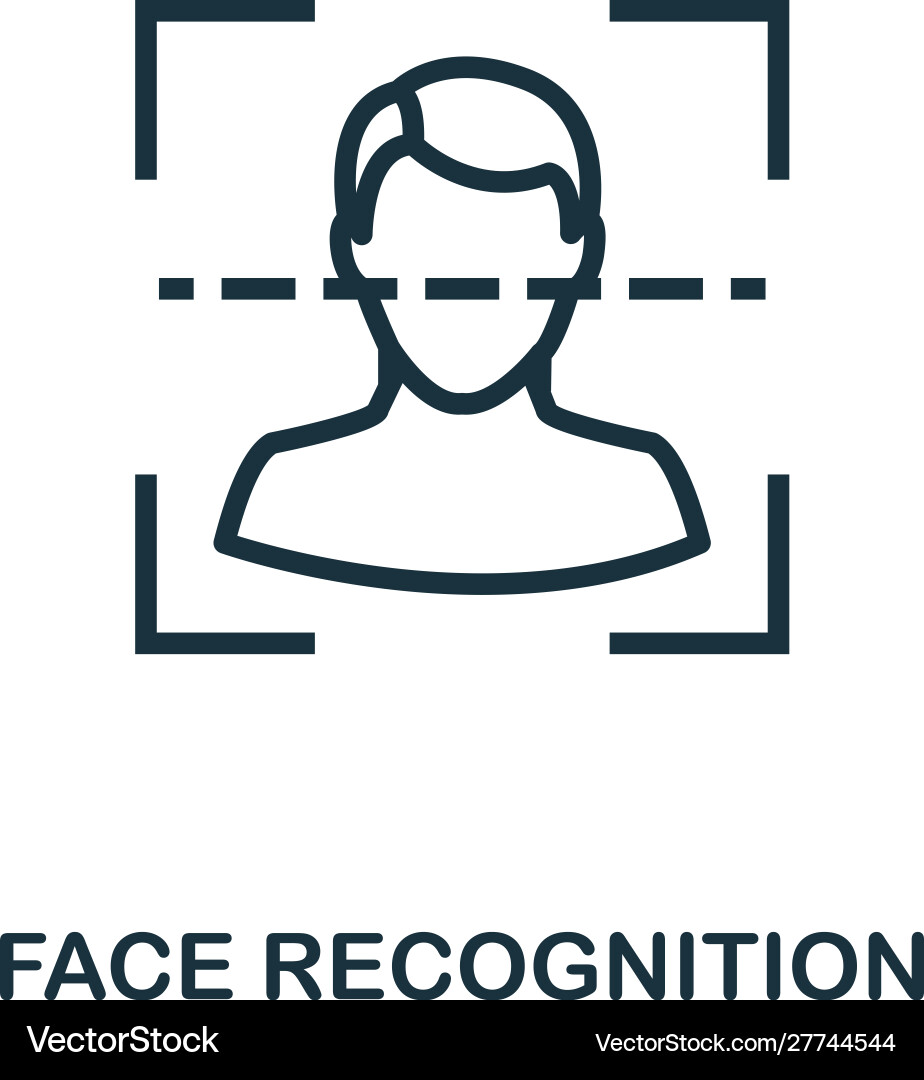 Face recognition icon outline style thin line Face recognition icon outline style thin line vector image
