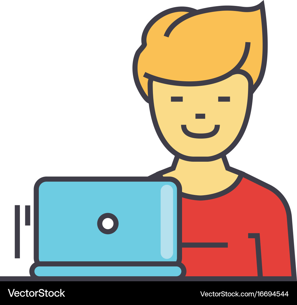Freelancer work at laptop programmer web vector image