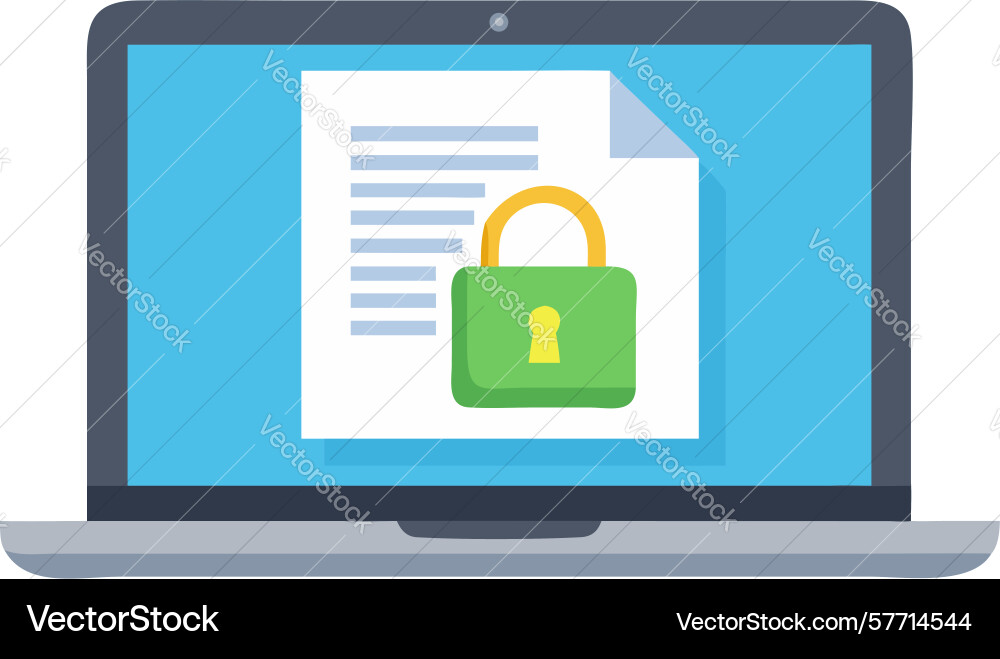 Laptop with locked document icon secure file vector image