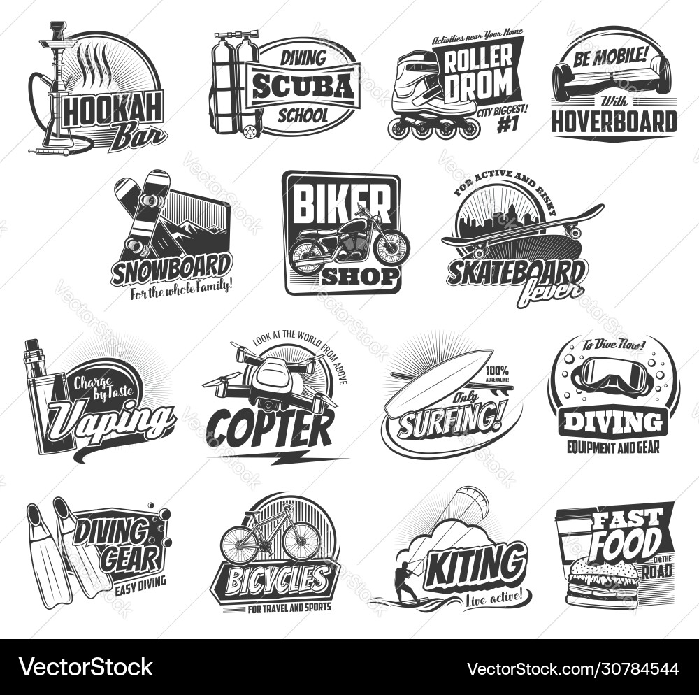 Leisure hoband entertainment sport icons Leisure hoband entertainment sport icons vector image