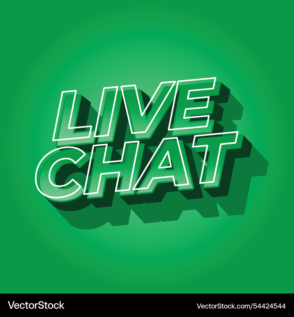Live chat text effect in bold font and 3d style Live chat text effect in bold font and 3d style Vector Image