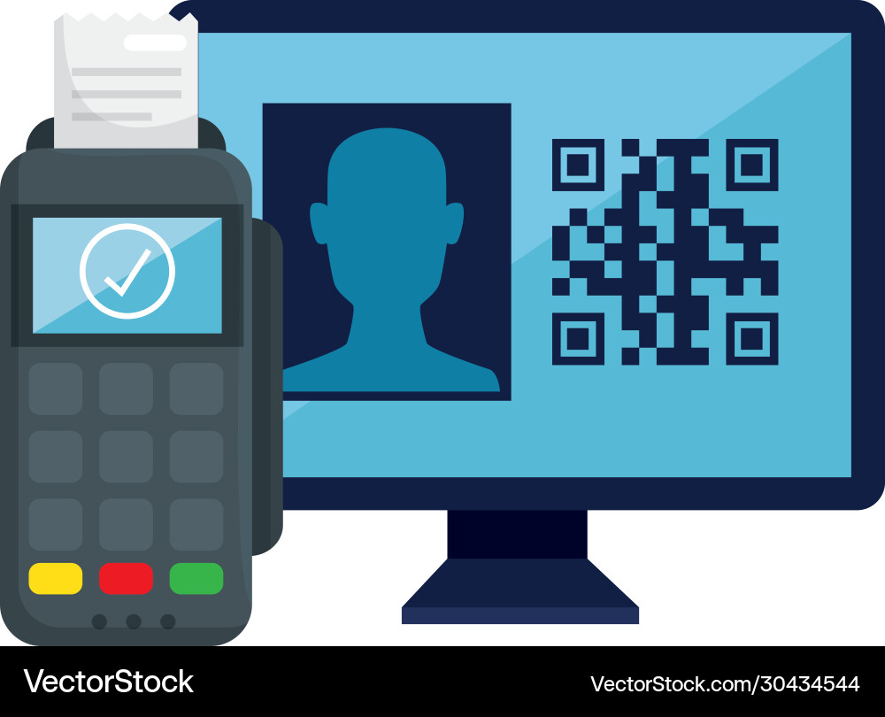 Qr-Code innerhalb von Computer und Datentelefon vektorbild