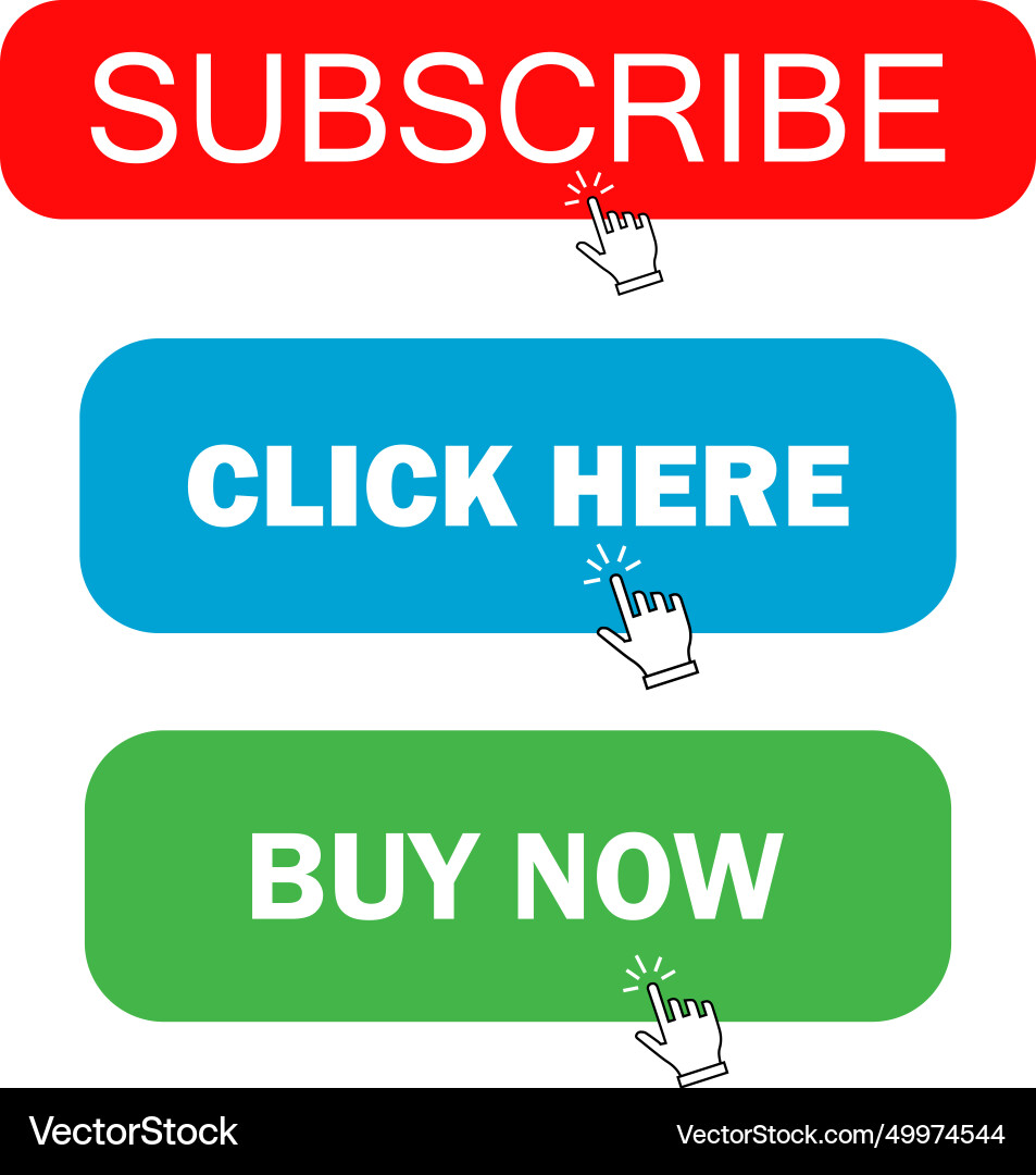 Red Subscribe Button with Hand Cursor vector image